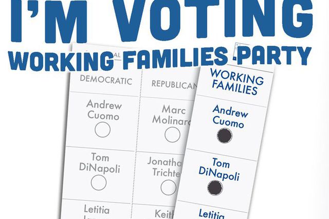 A Working Families Party promotional image to vote on a fusion ticket